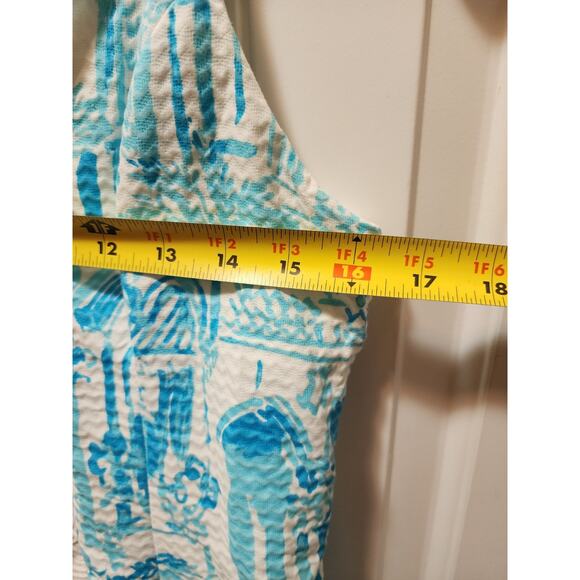 Lilly Pulitzer White Aqua Blue Cord Embelished Cotton Dress Lined Sz 4 MSRP $208 - Picture 10 of 12